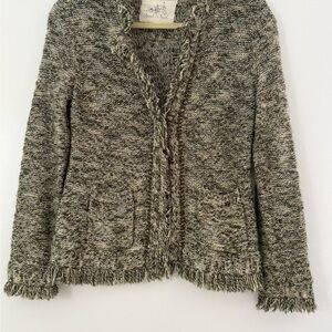 Angel Of The North Black and White Textured Cardigan